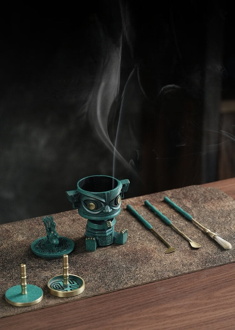 Luxury Incense Burner Set - Sanxingdui Brass Incense Burner