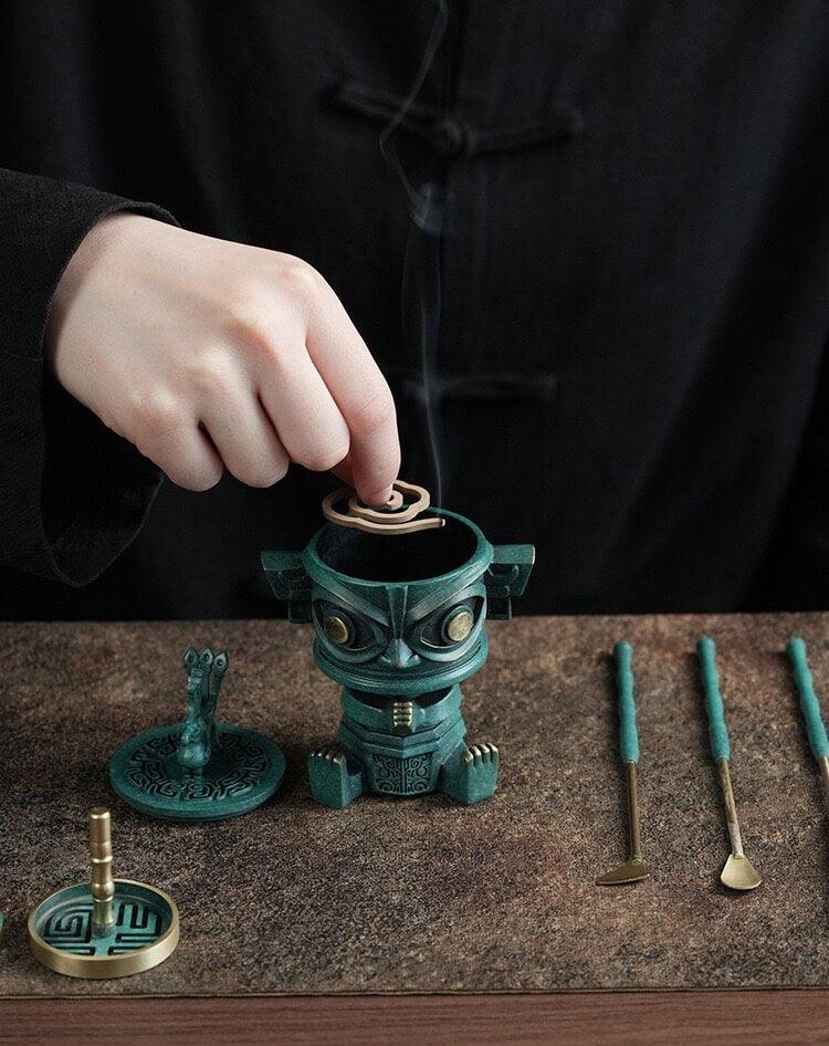 Luxury Incense Burner Set - Sanxingdui Brass Incense Burner