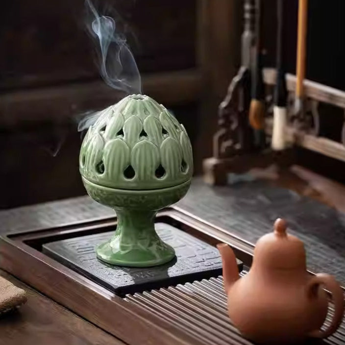 Song-Style Ceramic Lotus Lamp Incense Burner