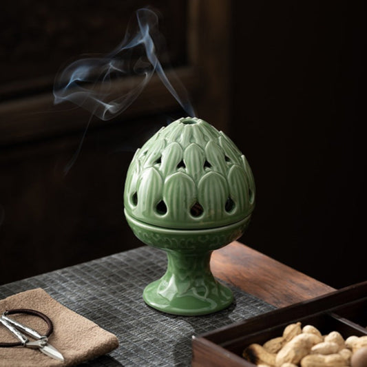 Song-Style Ceramic Lotus Lamp Incense Burner