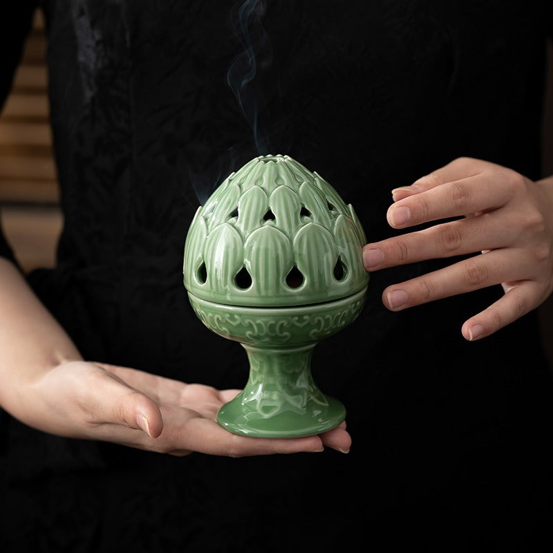 Song-Style Ceramic Lotus Lamp Incense Burner