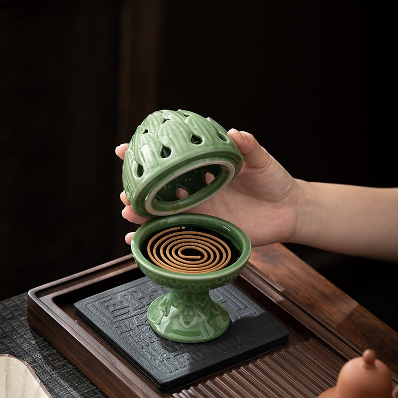 Song-Style Ceramic Lotus Lamp Incense Burner