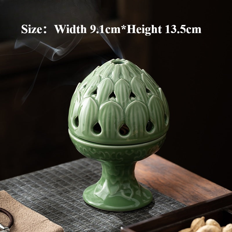 Song-Style Ceramic Lotus Lamp Incense Burner