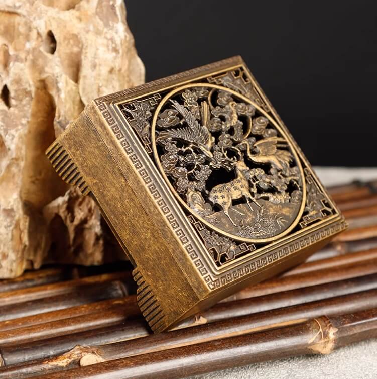 Square Handcrafted Carved Incense Burner